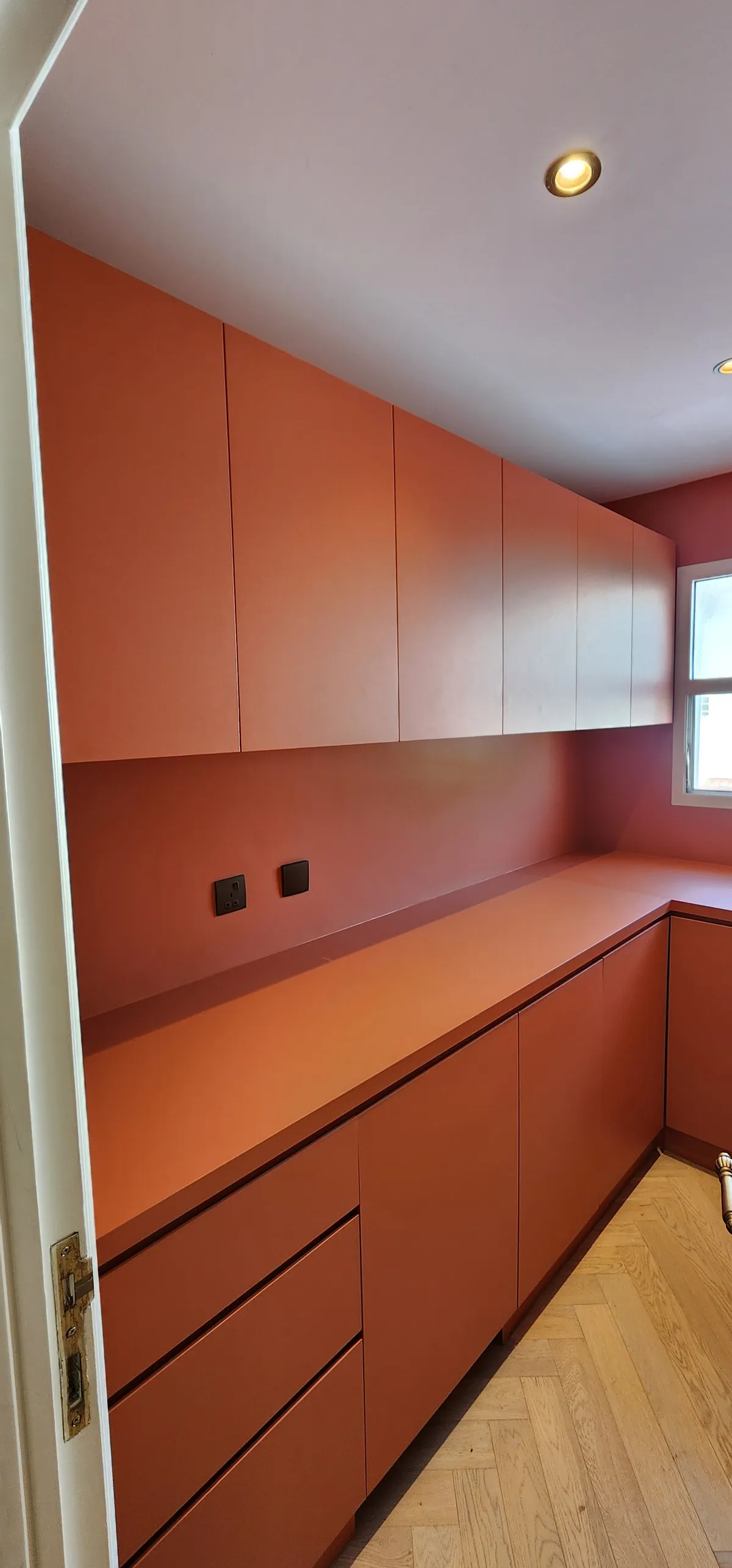 Terracotta solid colour countertop vinyl wrap Dubai kitchen
