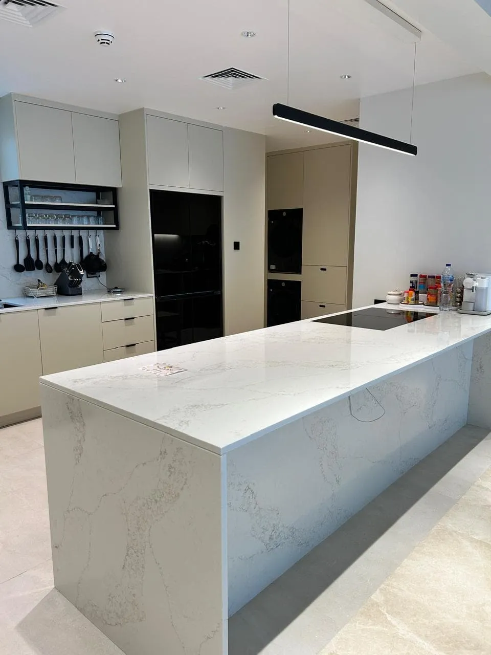 Surface protection film on marble countertop